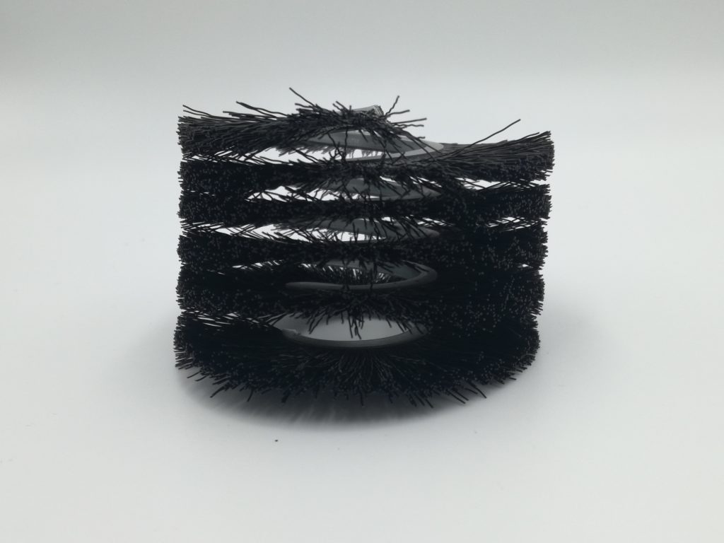 cepillo cilíndrico strip en espiral  lomo metálico púa acero y sintética nylon