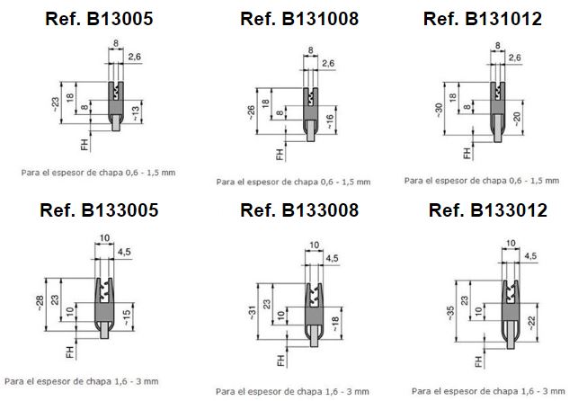 cepillo strip flexible pinza recta con burbuja máxima estanqueidad fibra nylon poliamida, polipropileno y crin