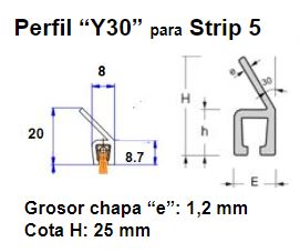 Perfil Y30 para cepillo strip 5