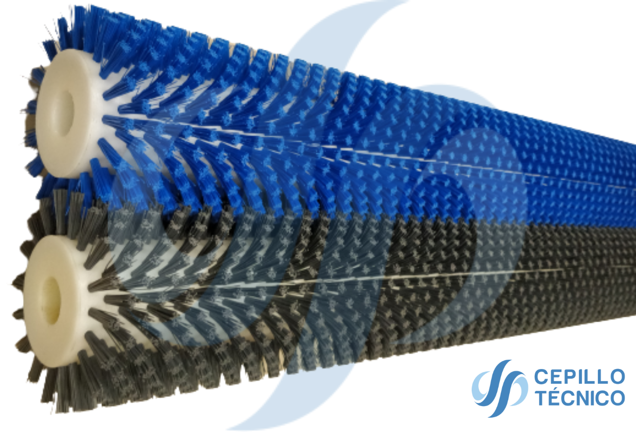 cepillo cilinrico industria alimentaria fibra azul y metal detectable