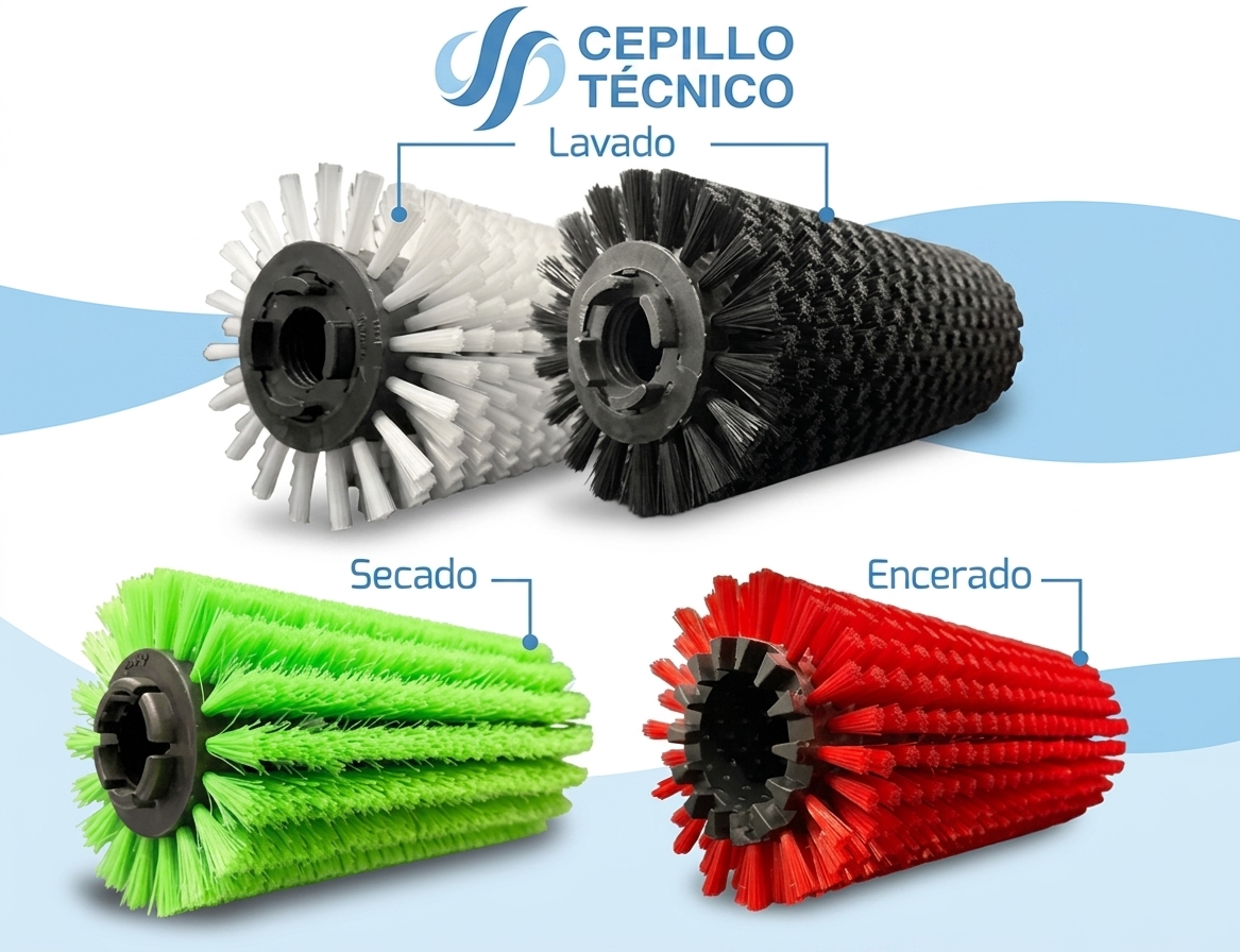 cepillos cilindricos hortofruticolas para lavado Secado y Encerado